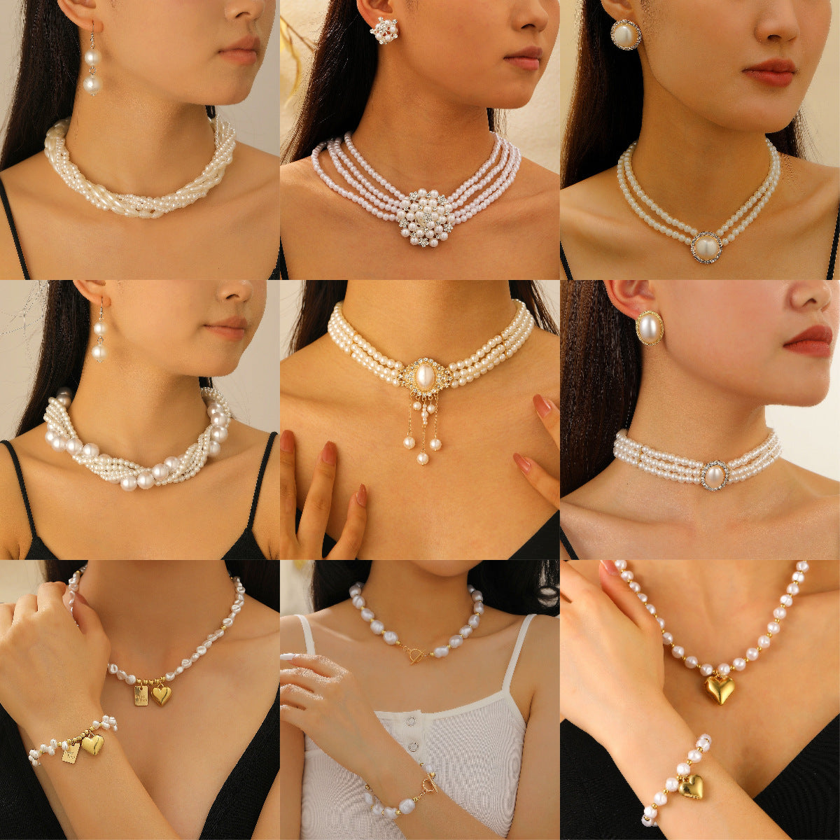 Pearl Female Style Creative Design V-shaped Jewelry Set