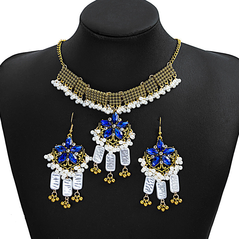 Bohemian Crystal Ethnic Style Diamond Tassel Jewelry Set