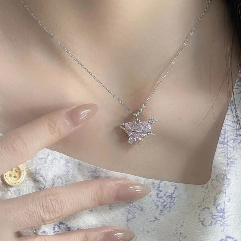 Light Luxury Sweet Temperament Pink Diamond Necklaces