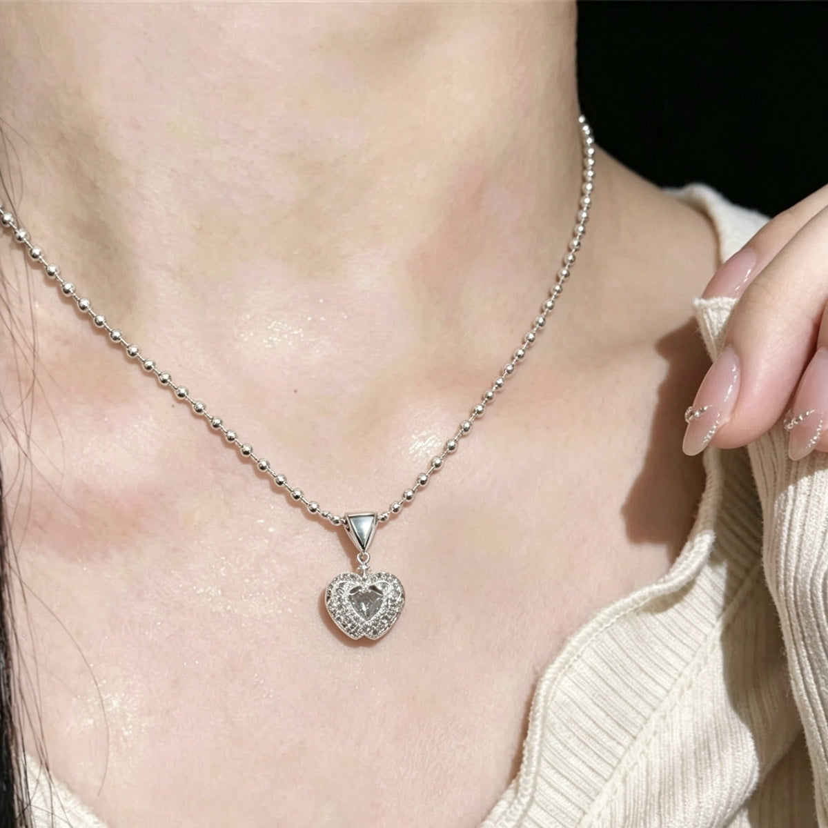 Sier Apple Shiny Diamond Special Interest Light Luxury Necklace