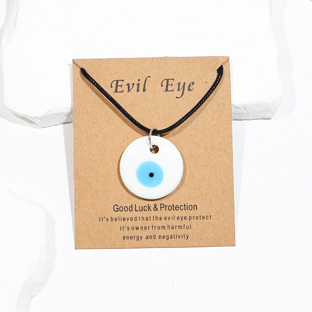 Vintage Blue Glass Devil's Eye Round Necklaces