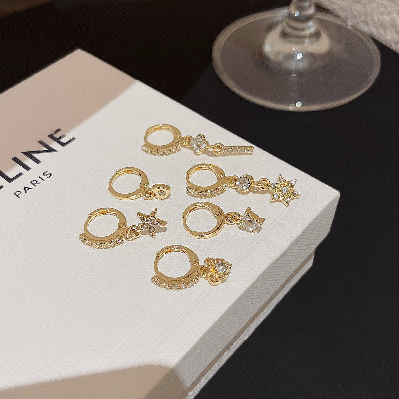 Sier Needle Light Luxury Minority Ear Clip Female Fashion Earrings