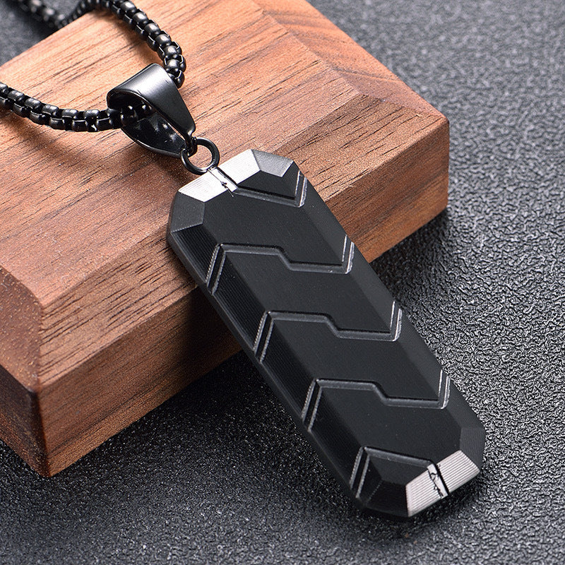 Men's Stainless Steel Geometric Tire Pattern Hip Hop Retro Necklace