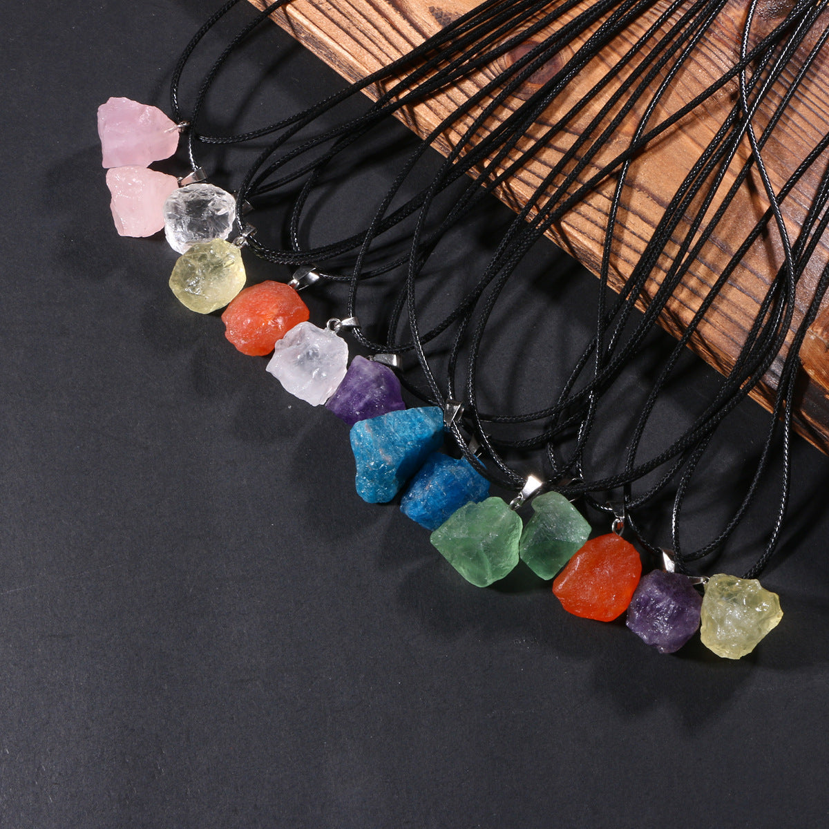 Round Natural Stone Crystal Polished Irregular Small Amethyst Citrine Red Pendant