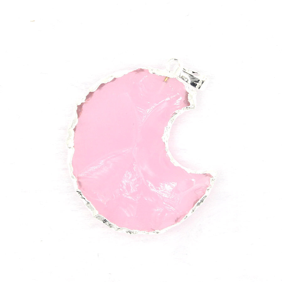 Star Moon Faceted White Crystal Obsidian Pendant