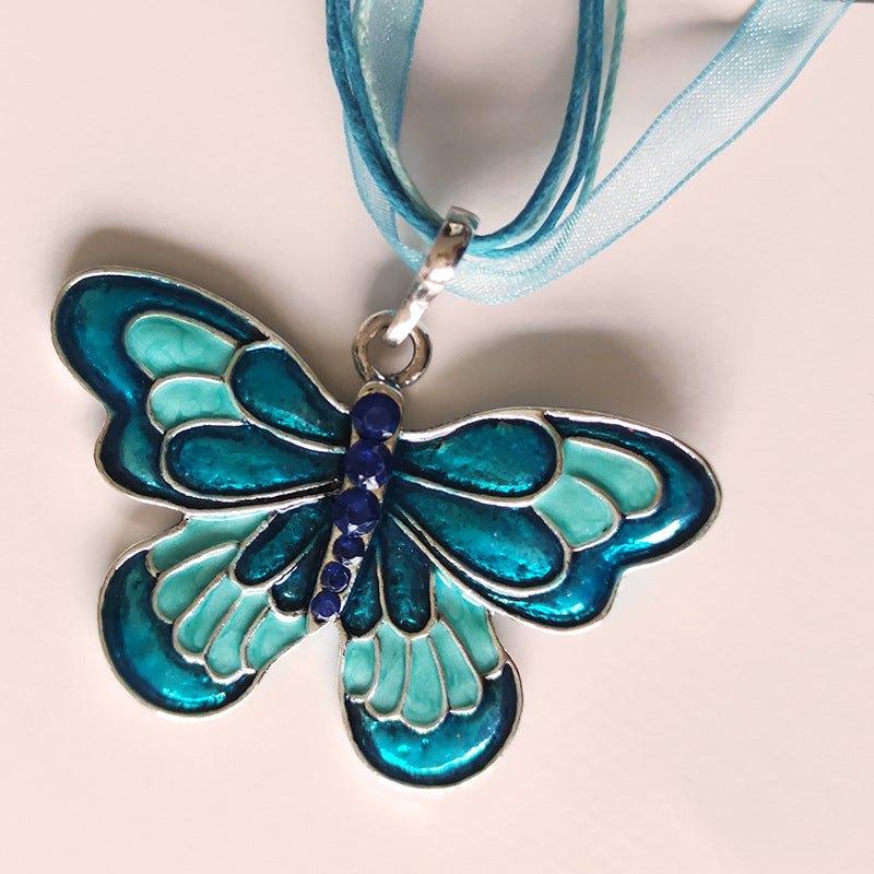 Butterfly Colorful Drip Ribbon Personality Fashion Necklaces