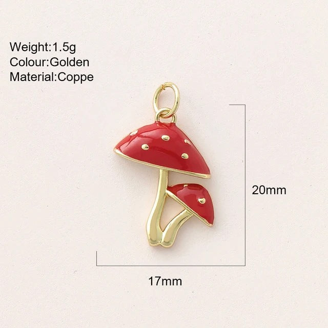 Cool Cute Delicate Red Mushroom Copper Bracelets