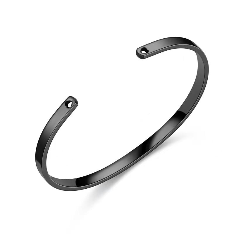 Heart Shaped Titanium Steel Plain Open Adjustable Bracelet