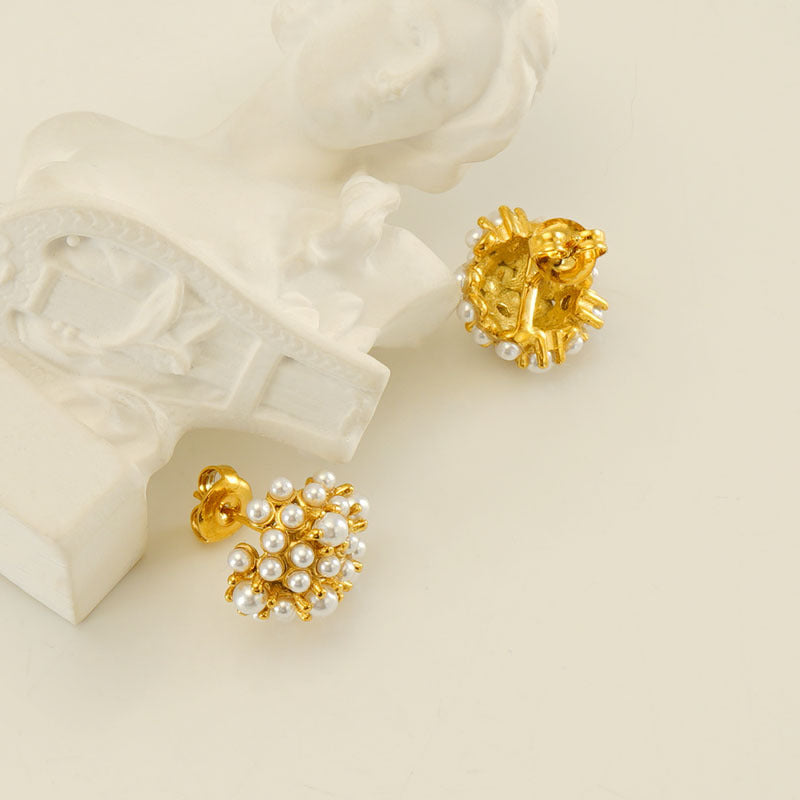Stainless Steel Gold Plated Vintage Sunflower Earrings