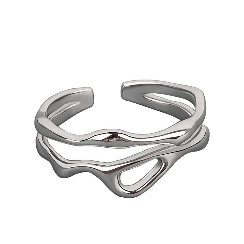 Women's Korean Style Niche Design Free Shape Irregular Curve Bar Rings