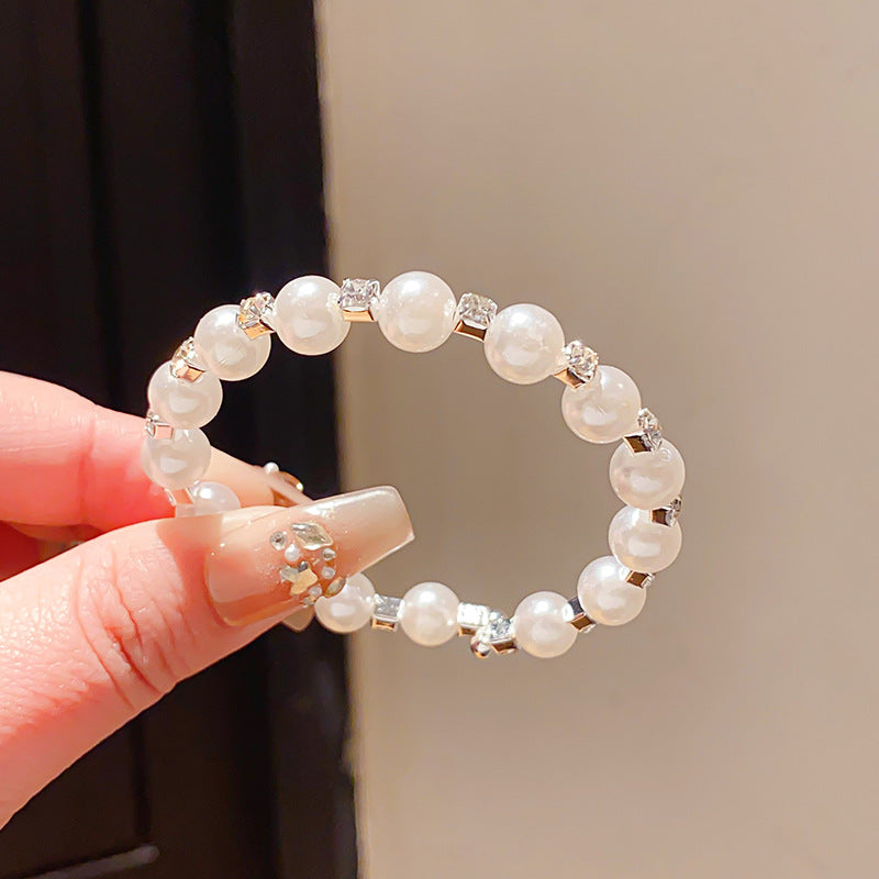 Women's Light Luxury Diamond Imitation Pearl Beaded Open-ended High-grade Simple Exquisite Bracelet