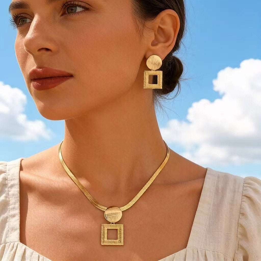 Stylish Simple Personality Geometric Metal Suit Earrings