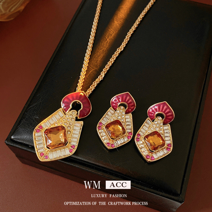 Drop Diamond Elegant Personality Sweater Chain Light Jewelry Set