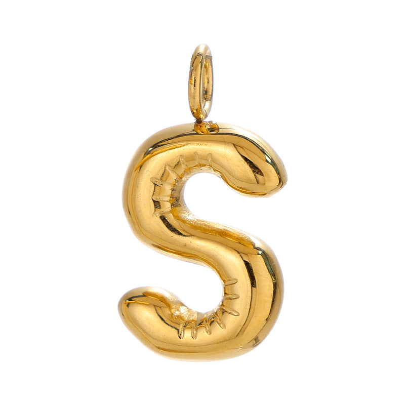 Chubby Bubble English Letter Titanium Steel Gold Pendant