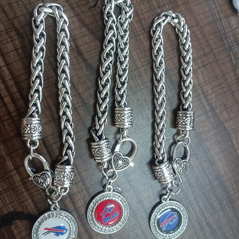 Small Round Jeweled Bill Team Vintage Antique Pendants