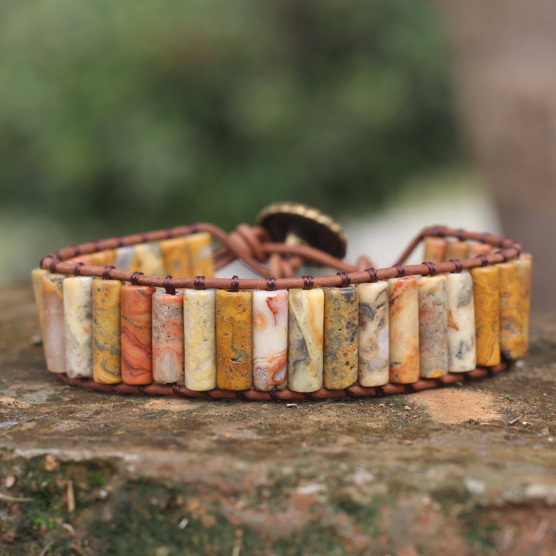 Bohemian Style Natural Stone Lan Di Royal Vintage Hand-woven Bracelet