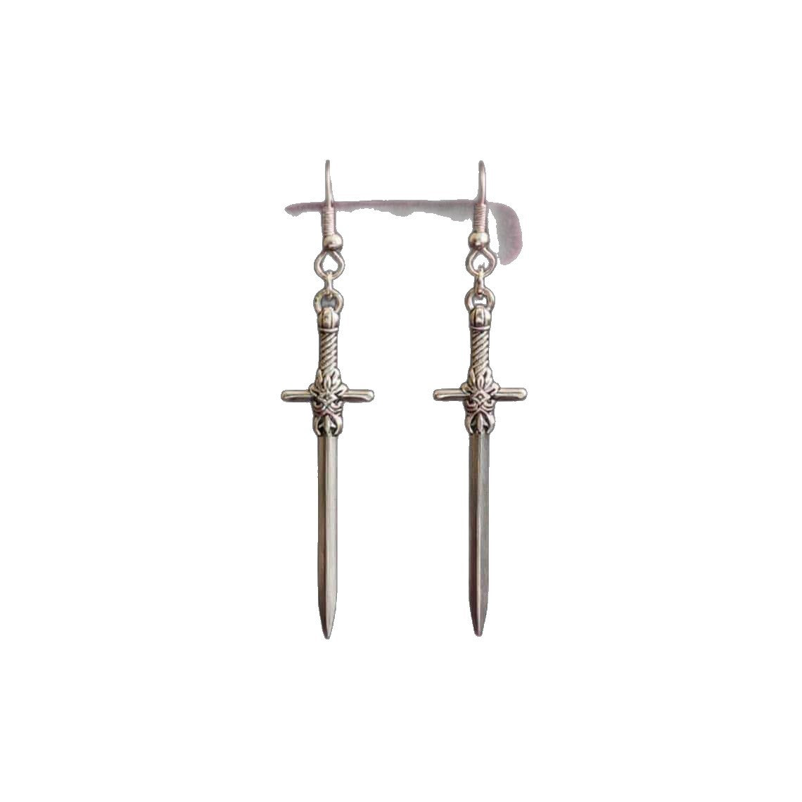 Sier Cross Sword-shaped Vintage Gothic Style Earrings