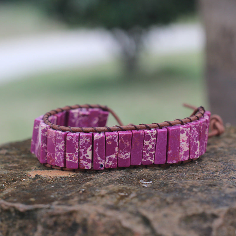 Bohemian Style Natural Stone Lan Di Royal Vintage Hand-woven Bracelet