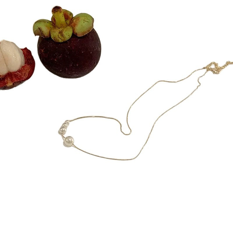 Niche Design Imitation Pearl Exquisite High Sense Sweet Elegance Snake Necklace