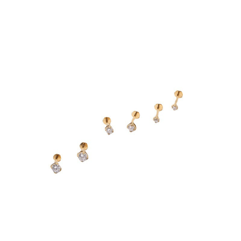 Zircon Elastic Need To Use Vice Adjustable Steel Stud Earrings