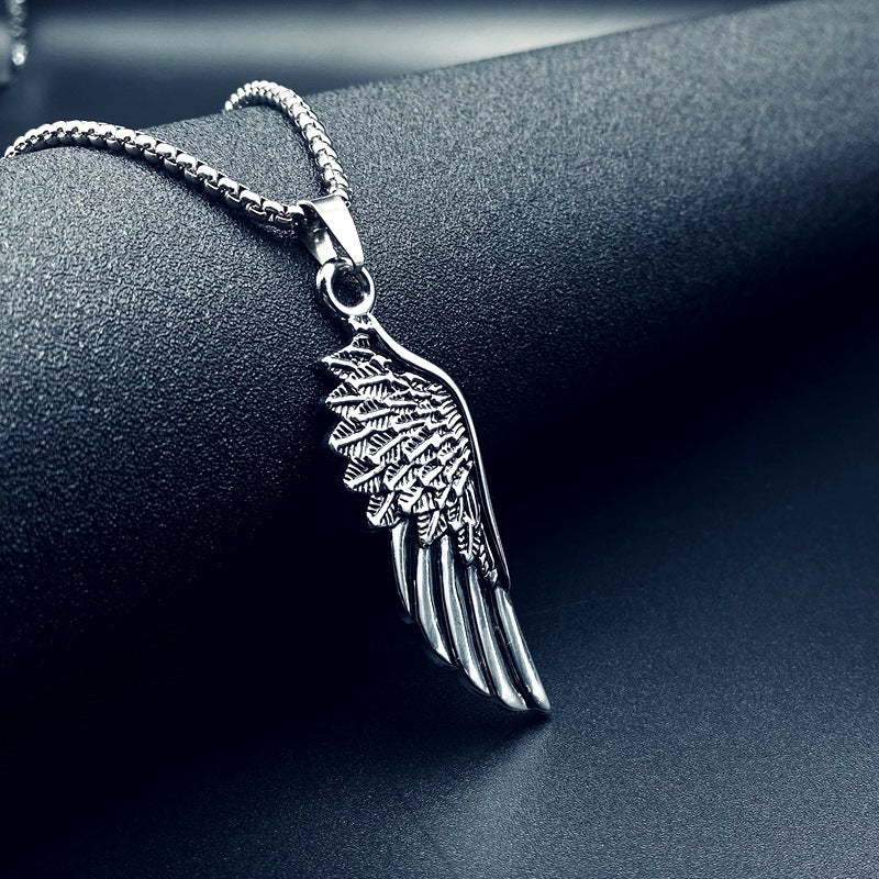 Retro Personality Angel Wings Titanium Steel Niche Design Necklaces