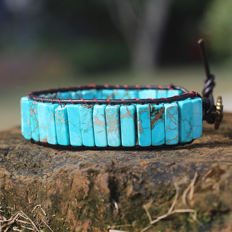 Bohemian Style Natural Stone Lan Di Royal Vintage Hand-woven Bracelet