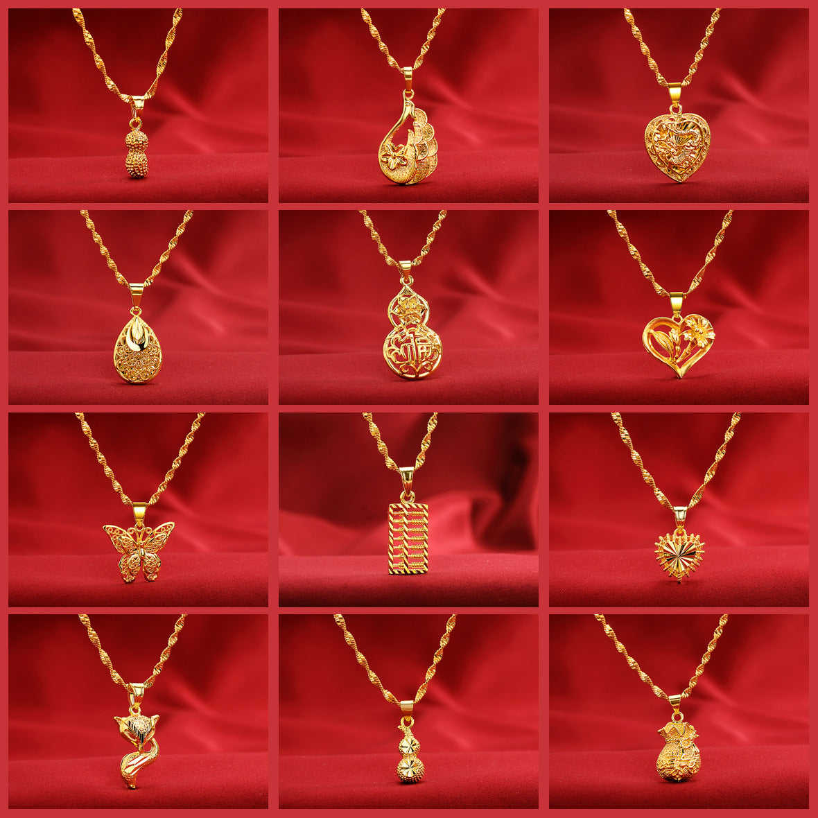 Women's Style Gold Shop Alluvial Love Abacus Lucky Bag Necklaces