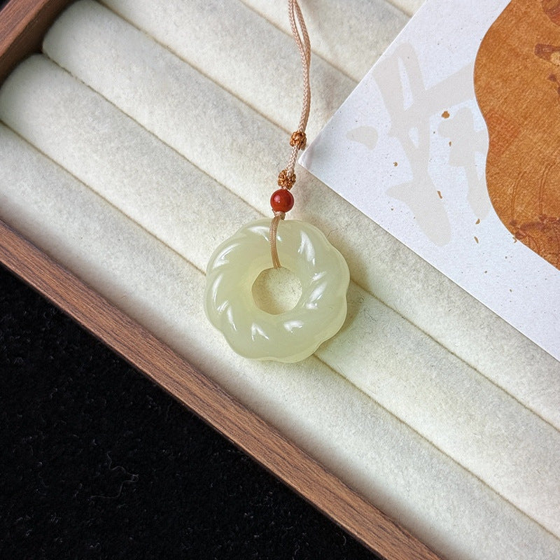 Sweat Jade Color Twisted Wire Buckle Gourd Gray Safety Pendant