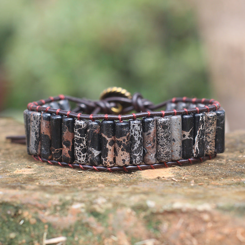 Bohemian Style Natural Stone Lan Di Royal Vintage Hand-woven Bracelet