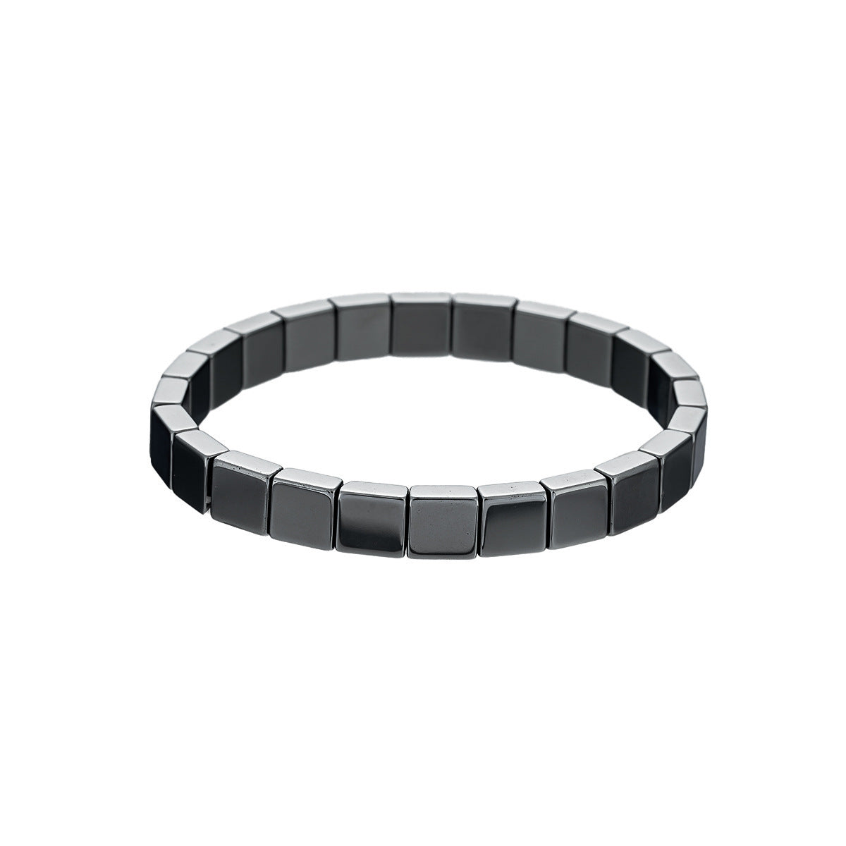 Women's & Men's Hematite Haematite Stretch Square Beaded Fashion Bracelet
