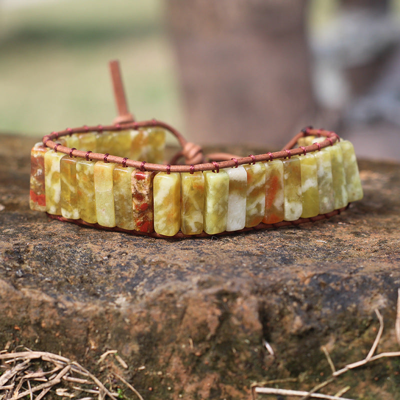 Bohemian Style Natural Stone Lan Di Royal Vintage Hand-woven Bracelet