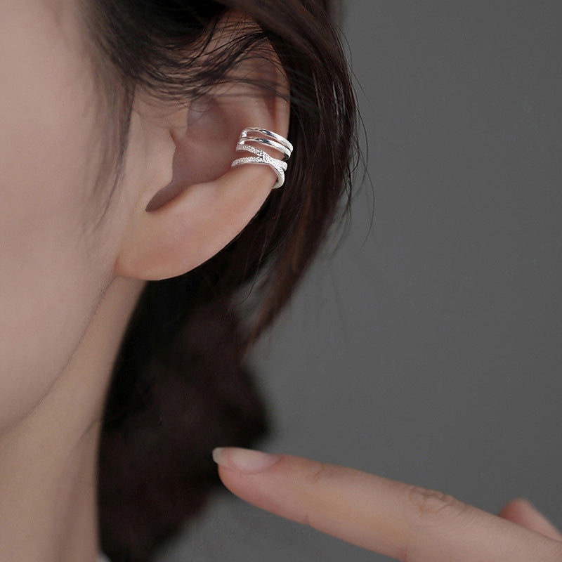 Sand Cross Without Pierced Female Frosted Flashing Texture Design Ear Clip