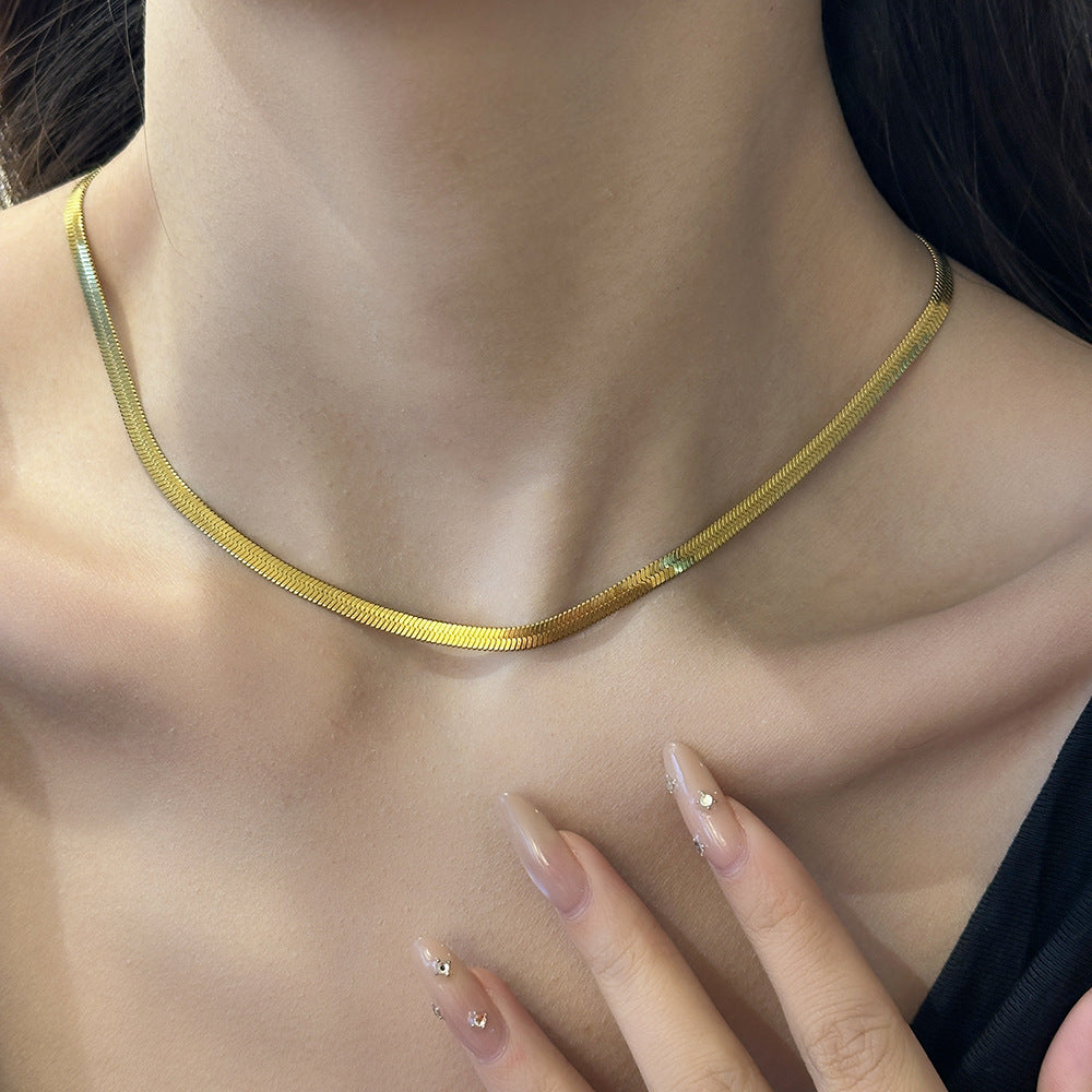 Women's & Men's Steel Stainless Blades Snake Bones Chain High-grade Fashion Sweater Light Necklaces