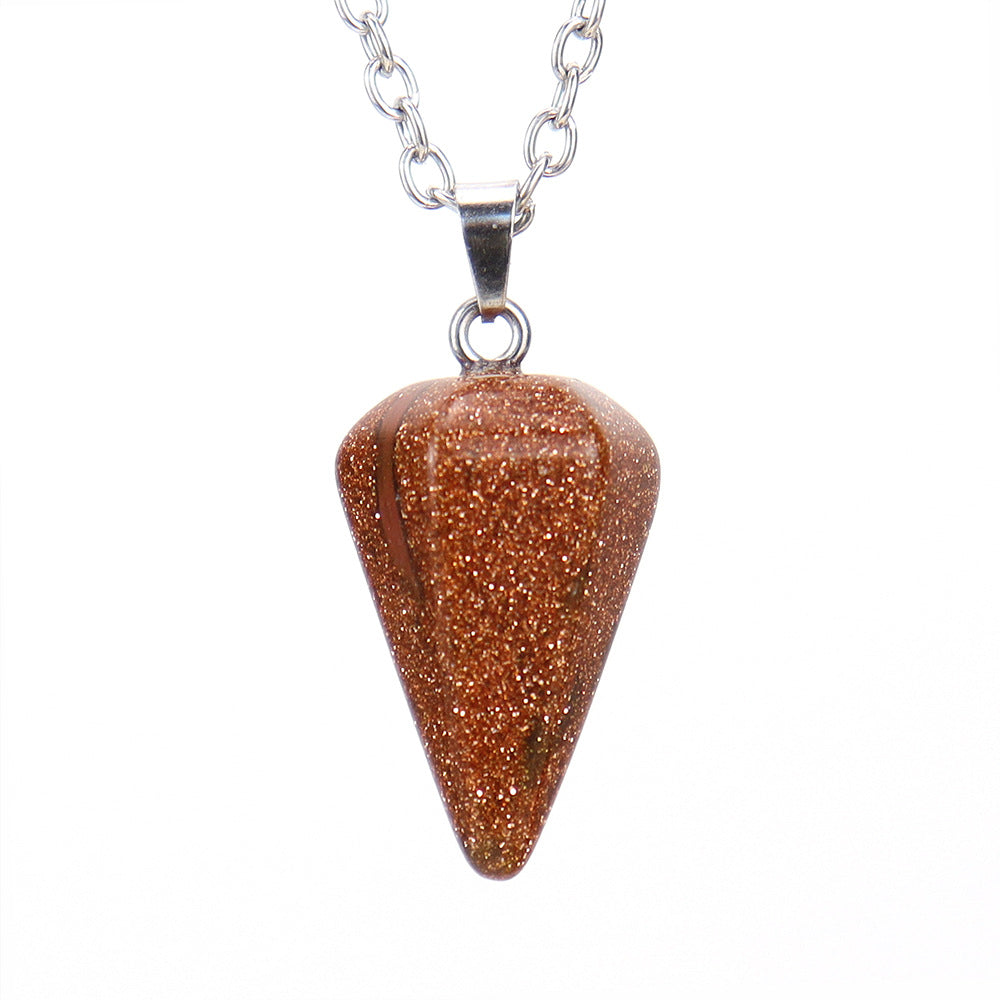 Stone Crystal Faceted Tapered Hexagon Prism Bullet Necklaces