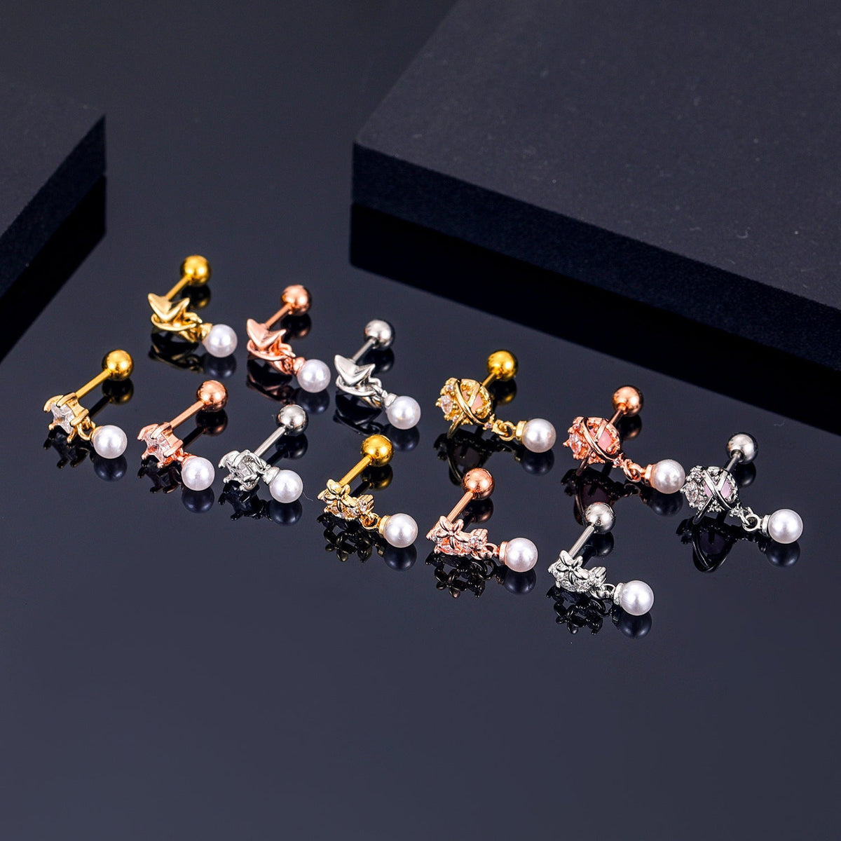 Ear Bone Female Needle Screw Twist Rings