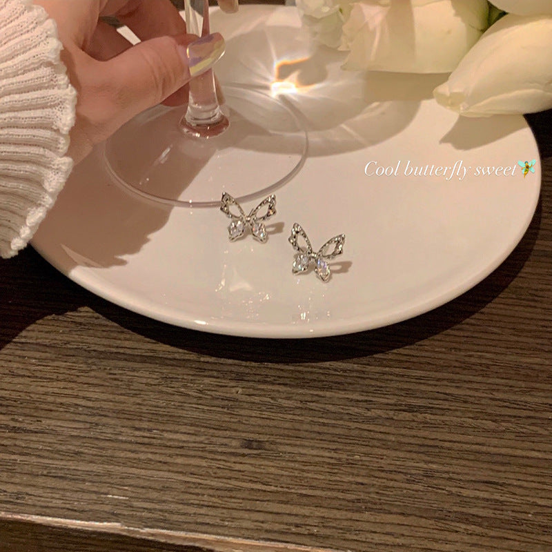 Sier Needle Asymmetric Cross Style Temperament Ear Clip Cold Earrings