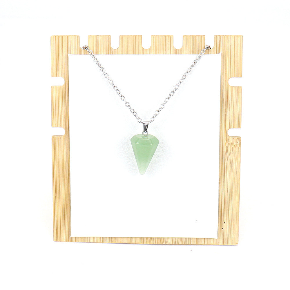 Stone Crystal Faceted Tapered Hexagon Prism Bullet Necklaces