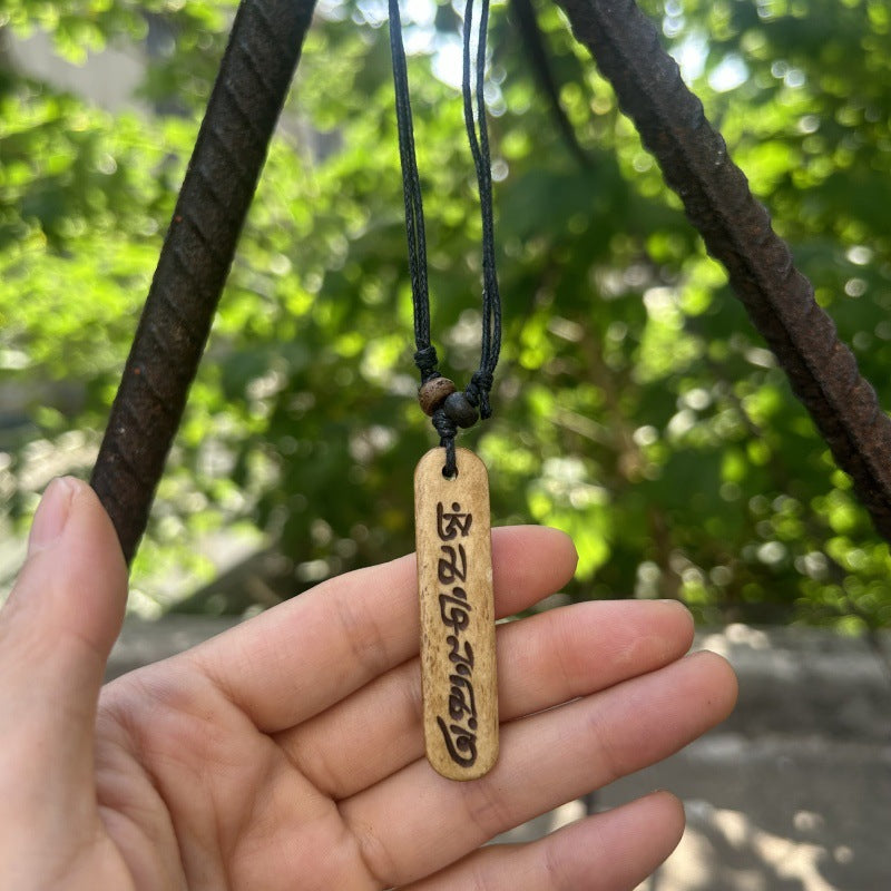 Nepal Yak Bone Hand Carved Six Pendant