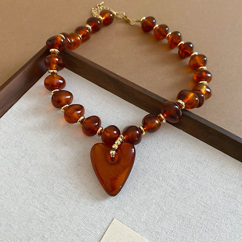 Acrylic Beaded Love Fashion Trend Clavicle Chain Vacation Jewelry Set