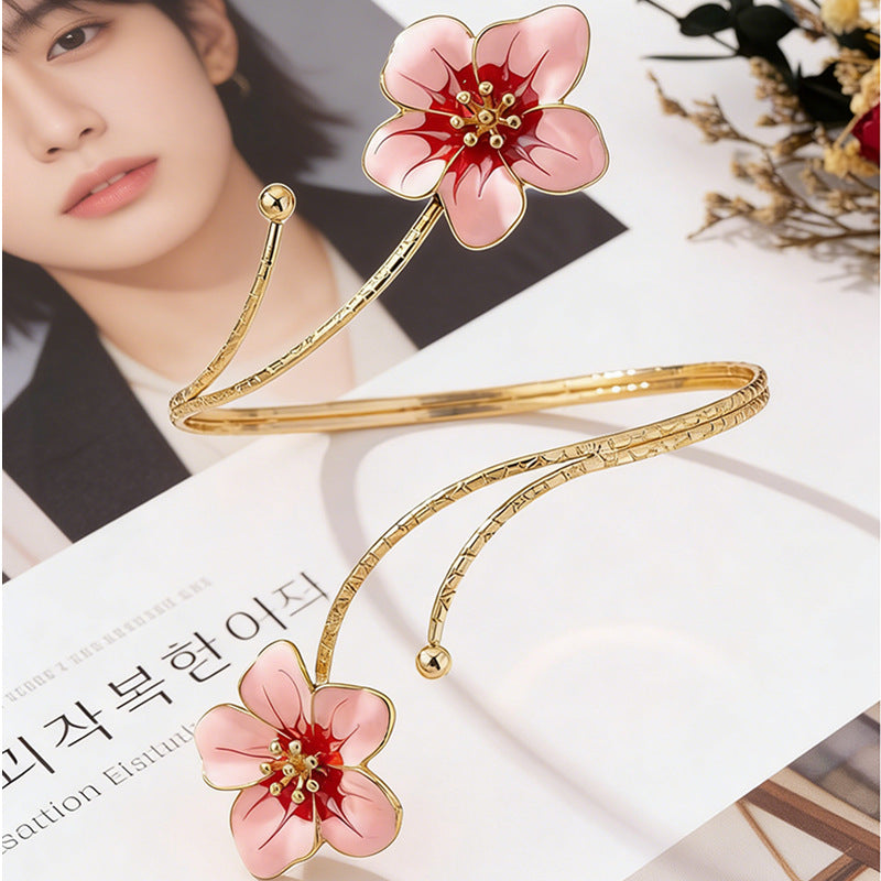 Women's Metal Flowers Openings Armband Adjustable Enamel Bracelet
