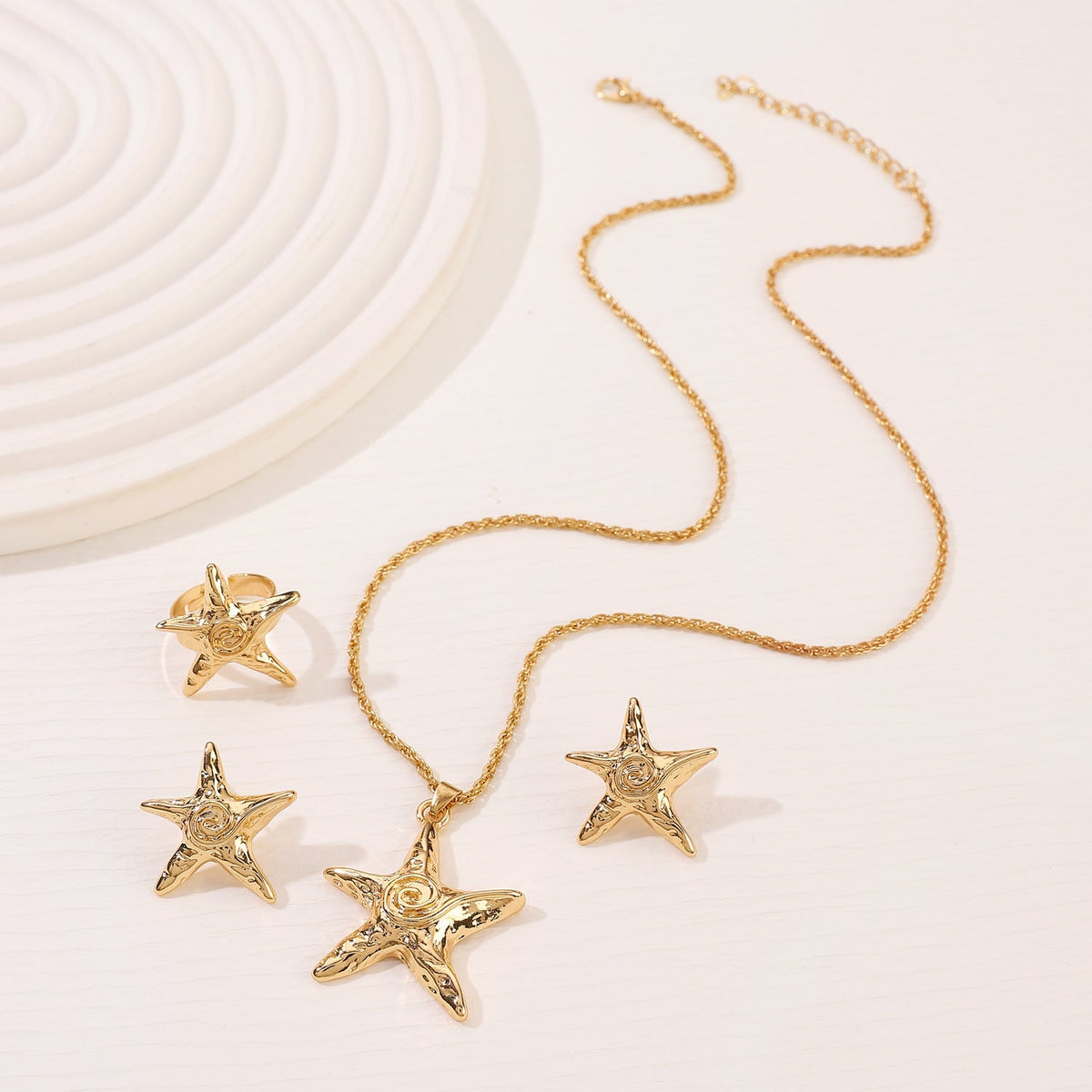 Starfish Spiral Pattern Ear Wind High Sense Ocean Jewelry Set