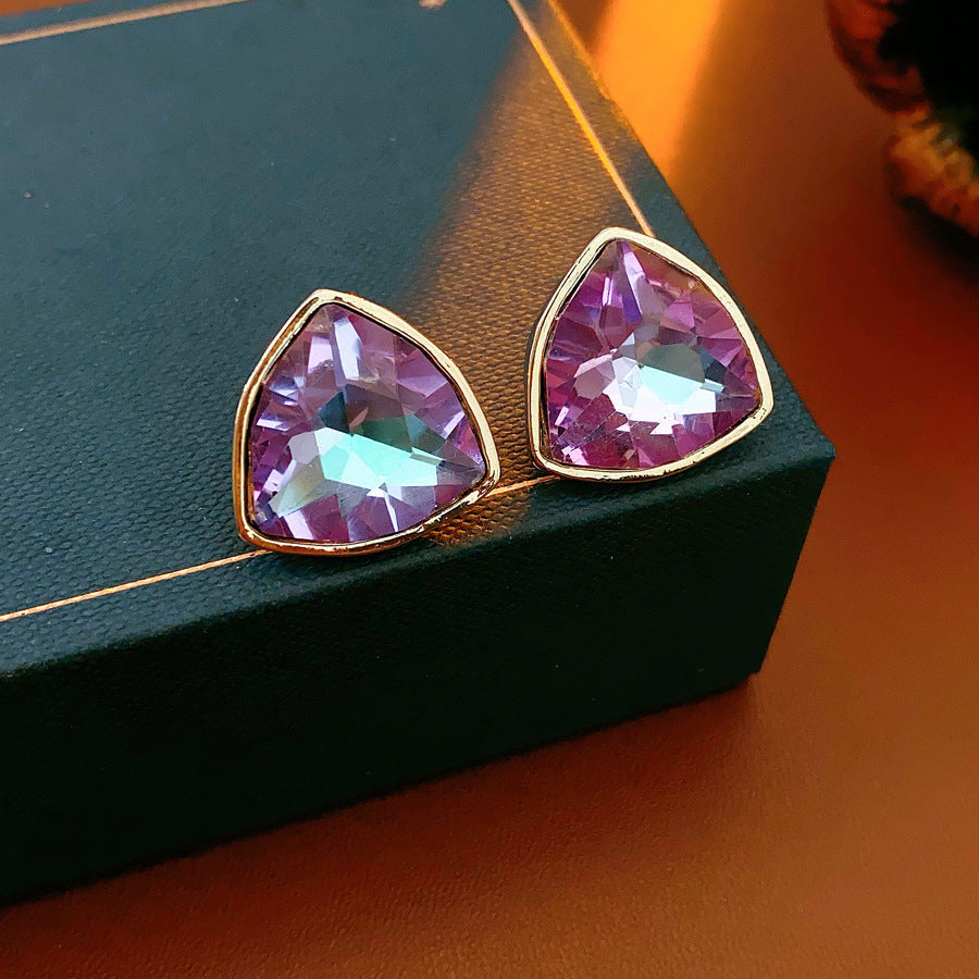 French Royal Style Zircon Geometric Flower Light Luxury High-grade Earrings