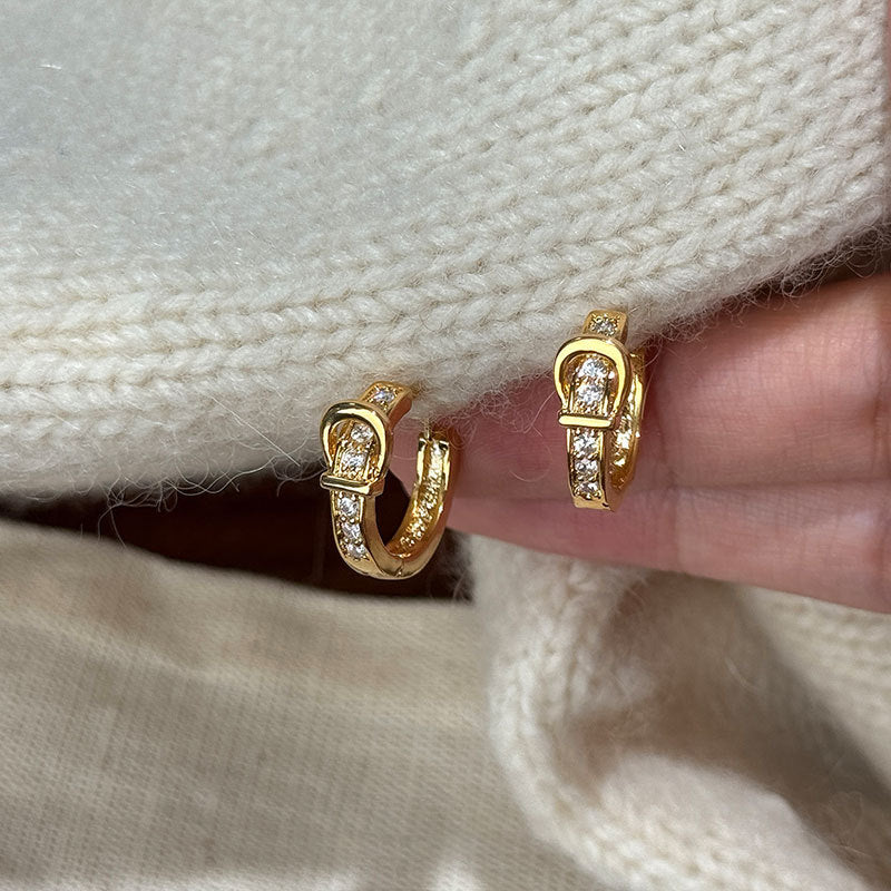 Inlaid Zircon Circle Ear Clip Female Niche Personality Unique Fashion Earrings