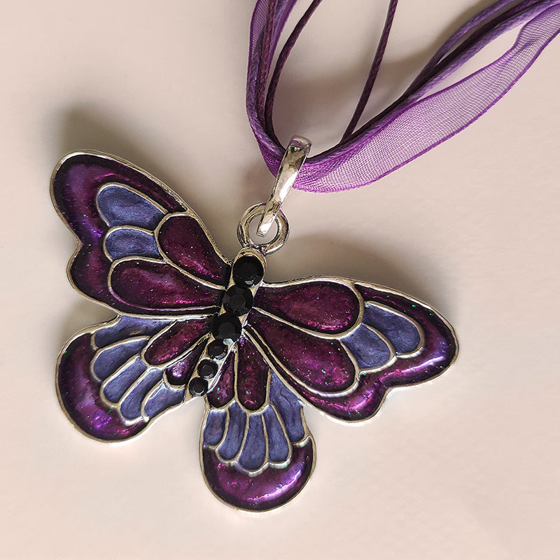 Butterfly Colorful Drip Ribbon Personality Fashion Necklaces