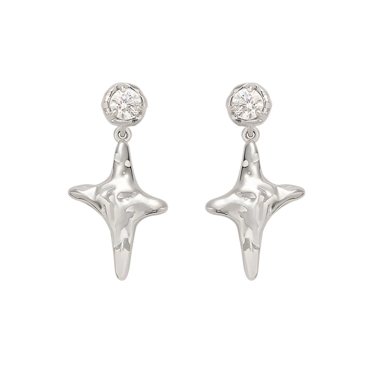 Women's Diamond Four Stars High-grade Cold Wind Sier Simple Small Rings