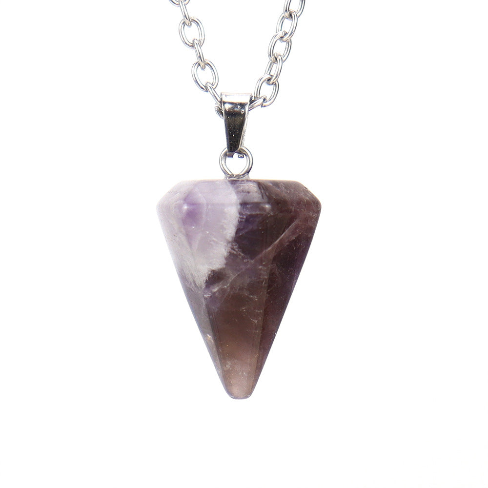 Stone Crystal Faceted Tapered Hexagon Prism Bullet Necklaces