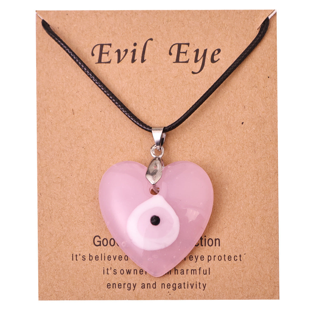Vintage Blue Glass Devil's Eye Round Necklaces