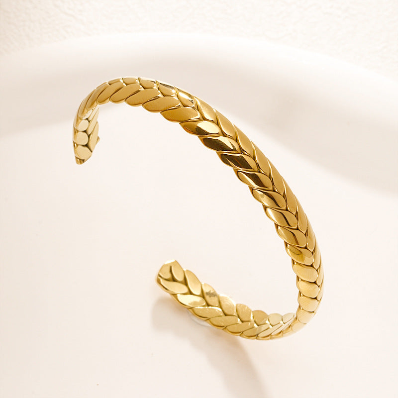 Fashion Titanium Steel Wheat Open-ended High-grade Shaped Couple Bracelet