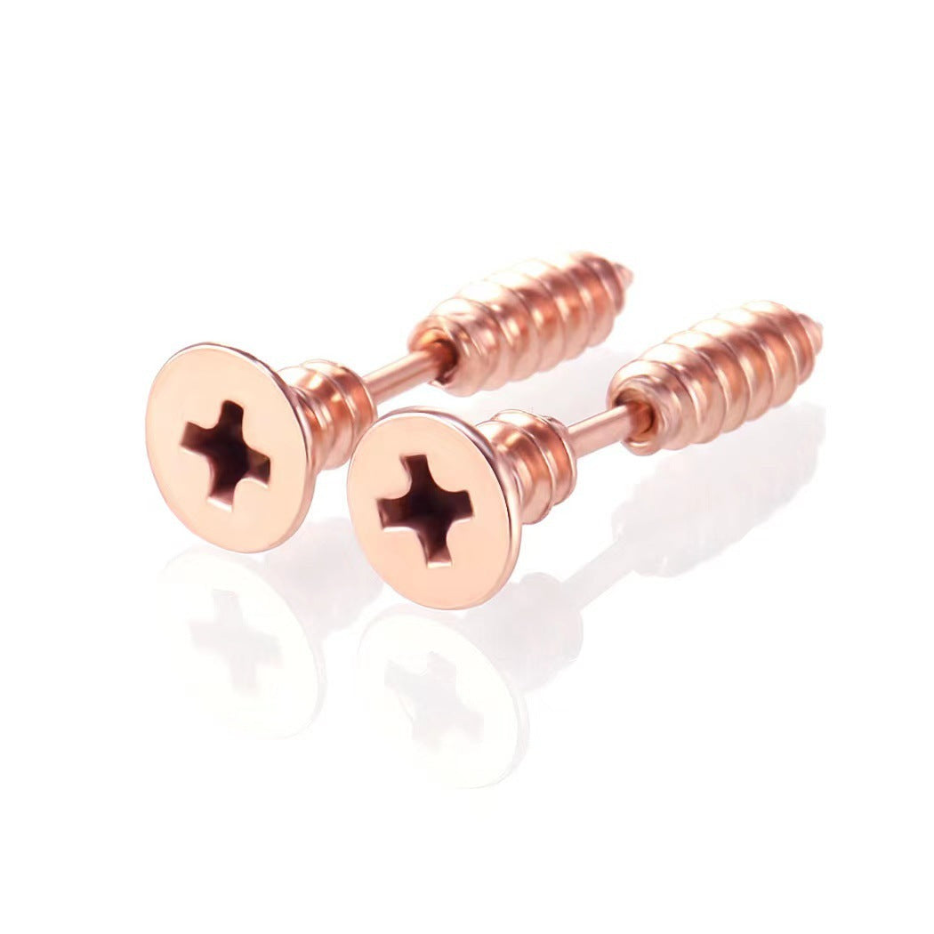 Classy Stainless Steel Cross Screw Piercing Rings