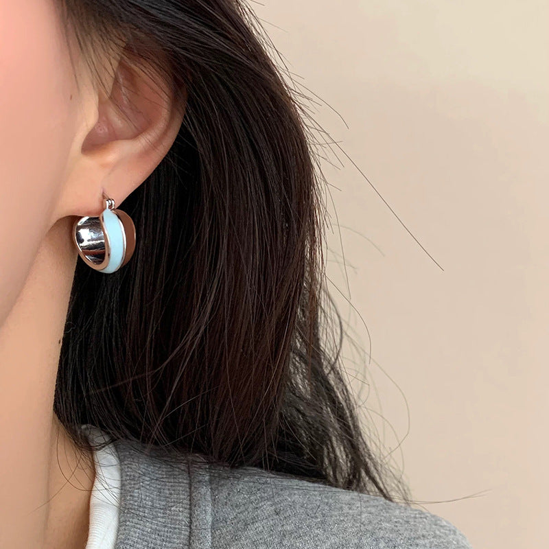 Women's Contrast Color Drip Glazed Style Fashion Personality Ear Clip Elegant Earrings
